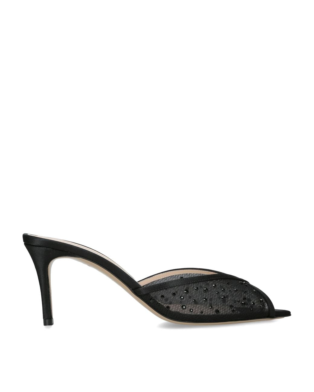 Andrea Wazen Black Mesh Katy Glitz Mules 75