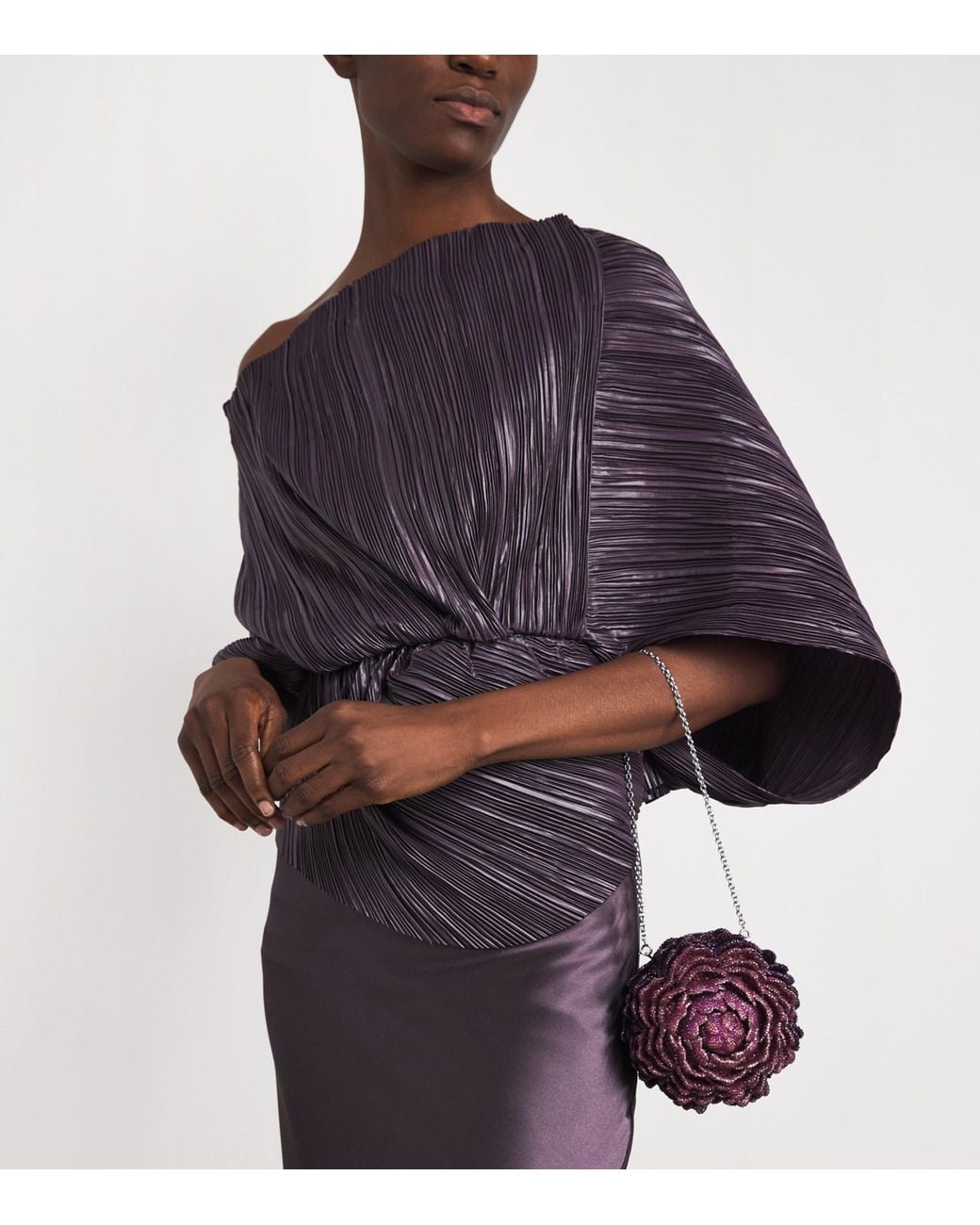 Judith Leiber Purple Embellished Peony Belladonna Clutch Bag