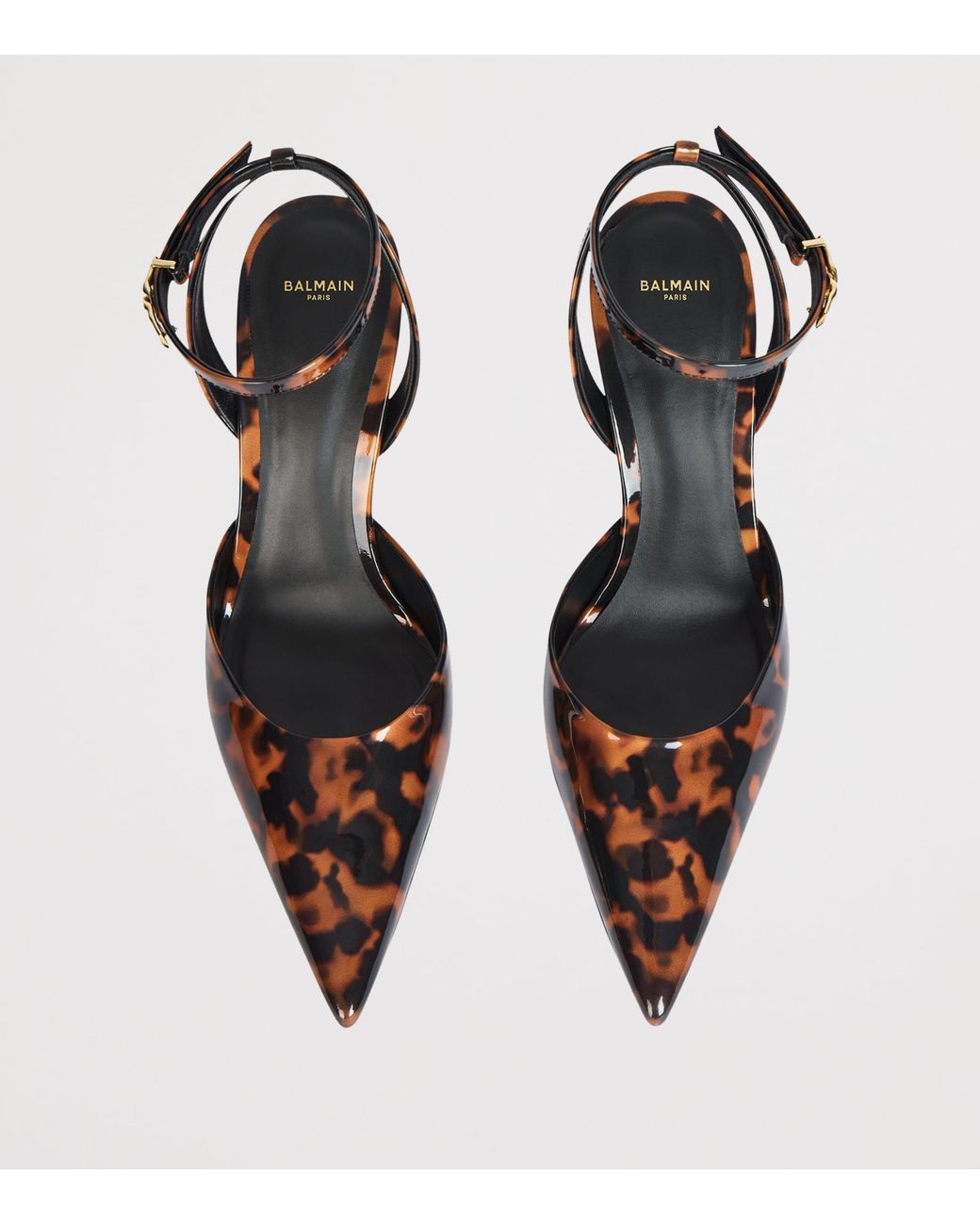 Balmain White Leather Print Pumps