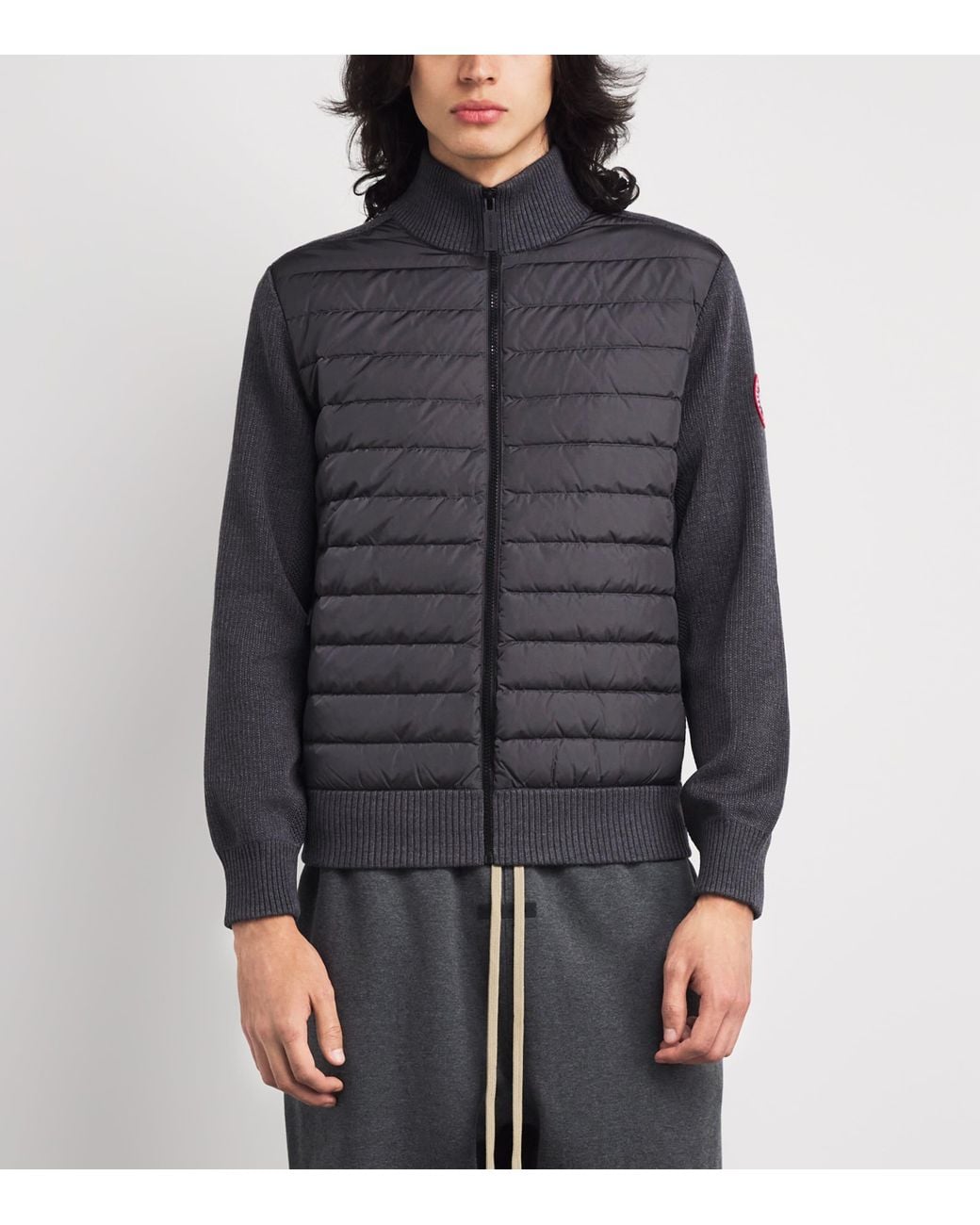 Canada Goose Gray Down-Merino Wool Hybridge Puffer Jacket for men
