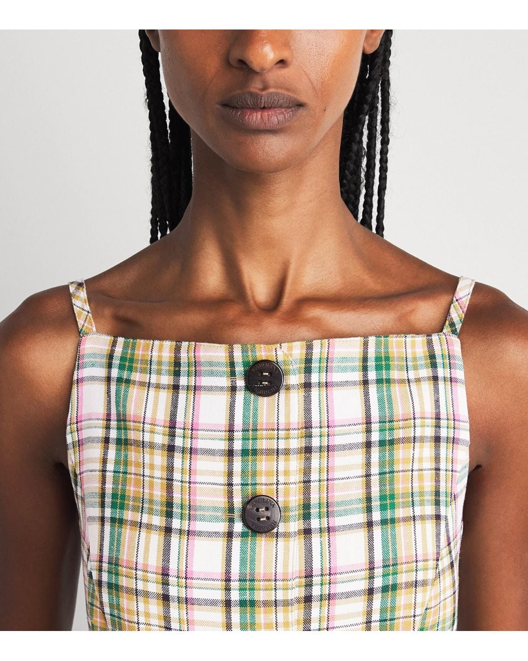 Carolina Herrera Metallic Plaid Print Midi Dress