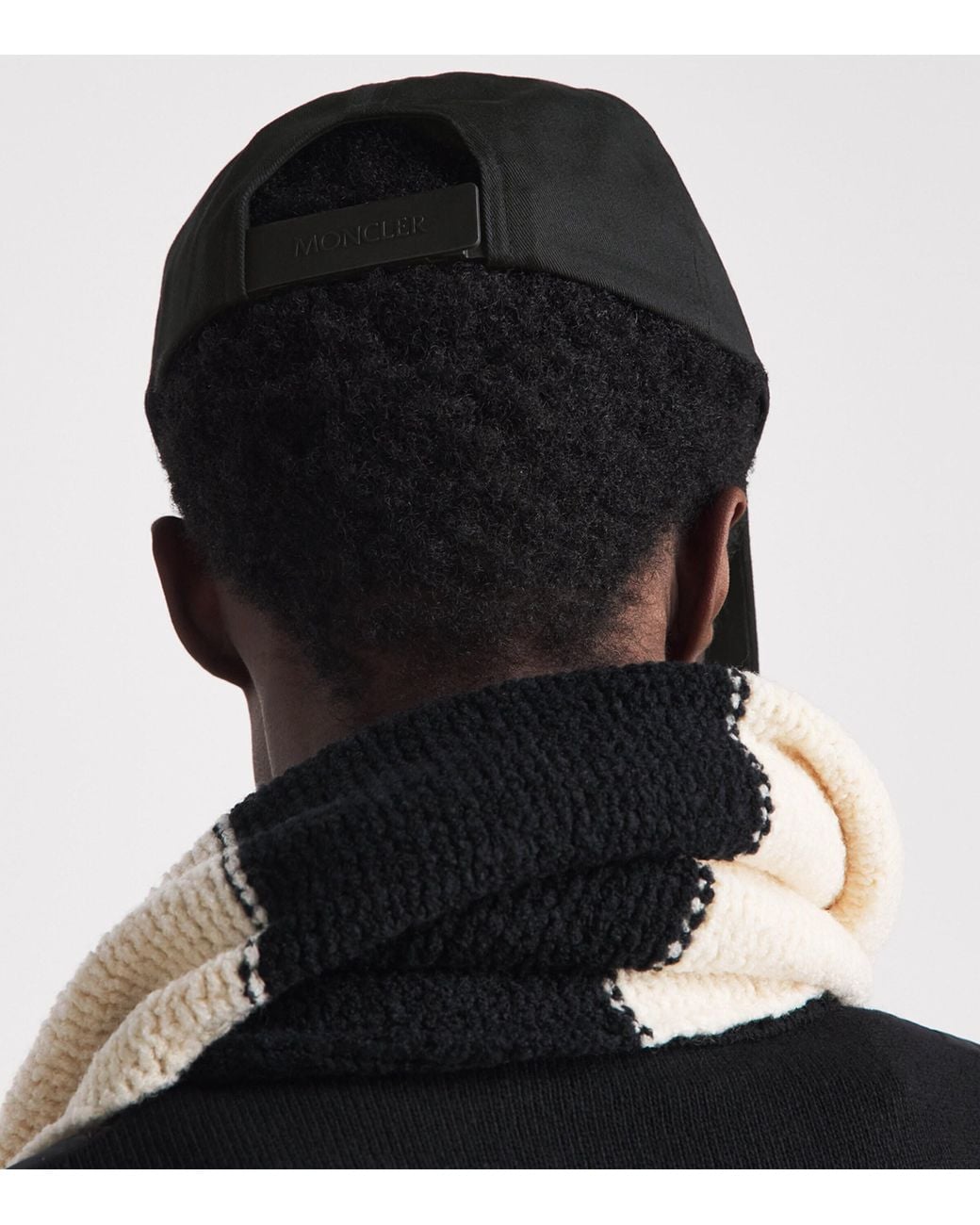 Moncler Black Cotton Logo Baseball Cap for men