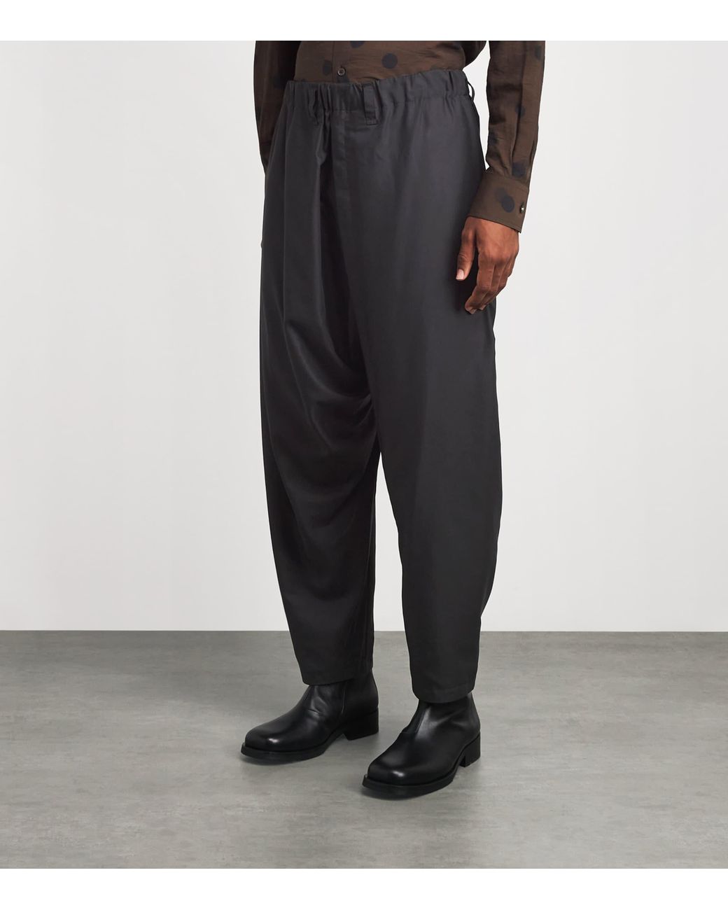 IM MEN Black Swing Tapered Trousers for men