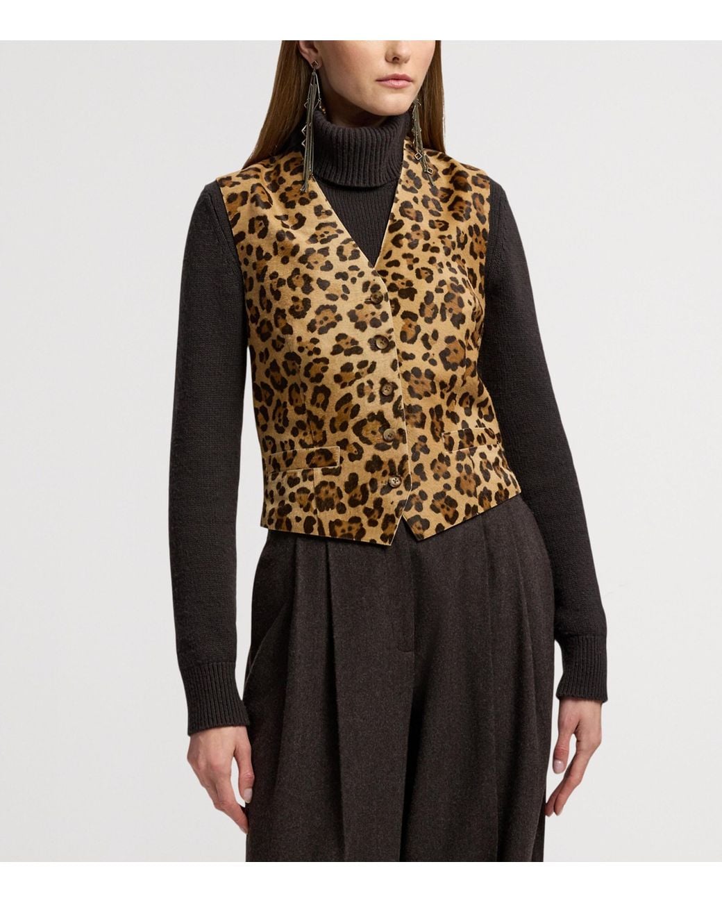 Ralph Lauren Metallic Leather Leopard Waistcoat