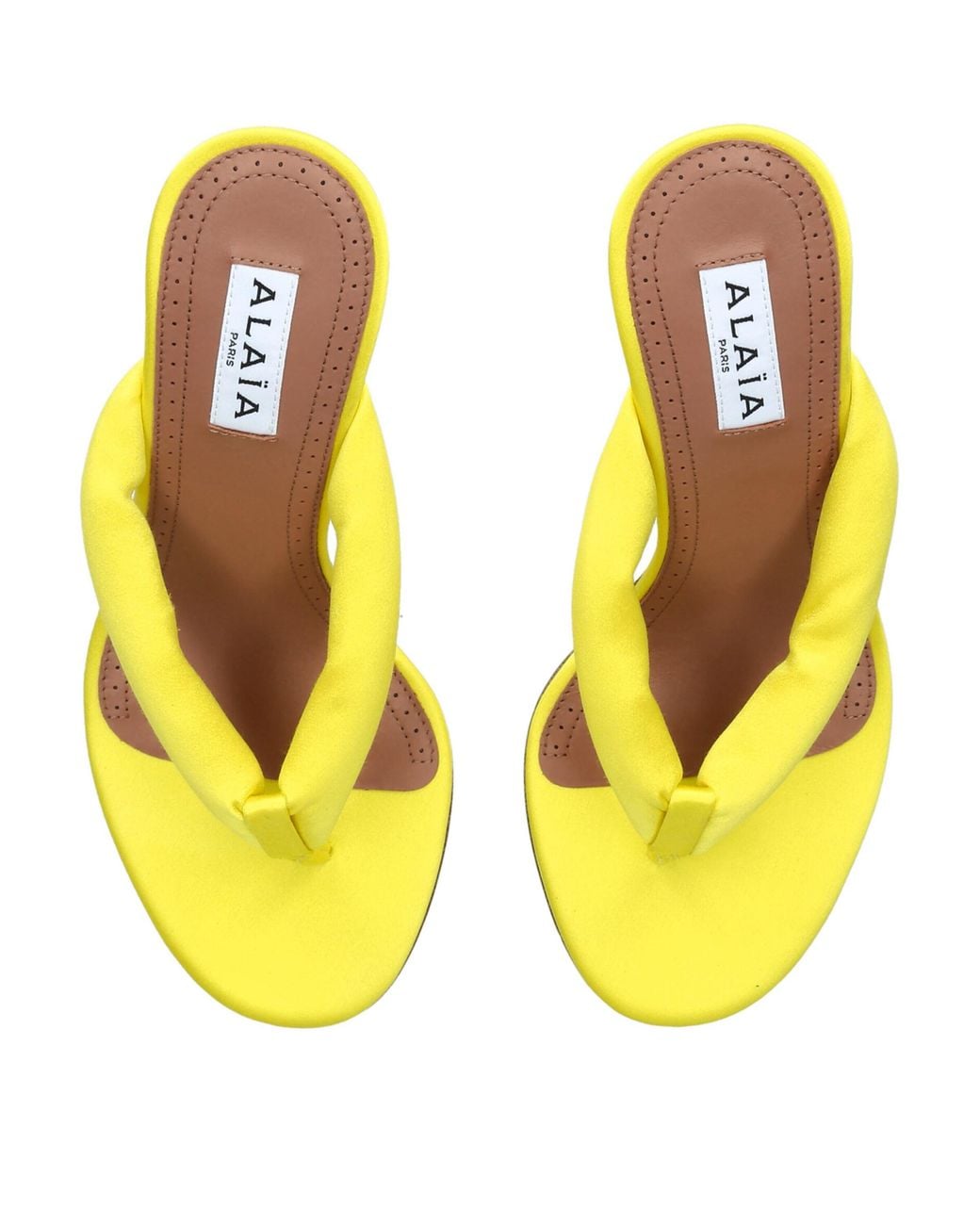 Alaïa Yellow Satin Thong Sandals 90