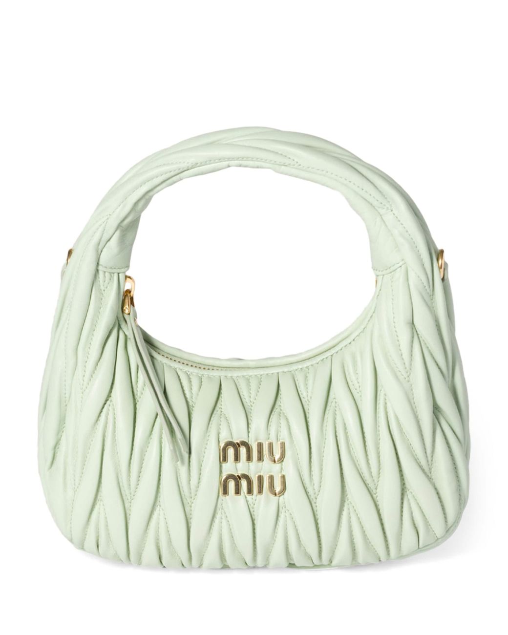 Miu Miu Green Small Matelassé Lambskin Wander Top-Handle Bag