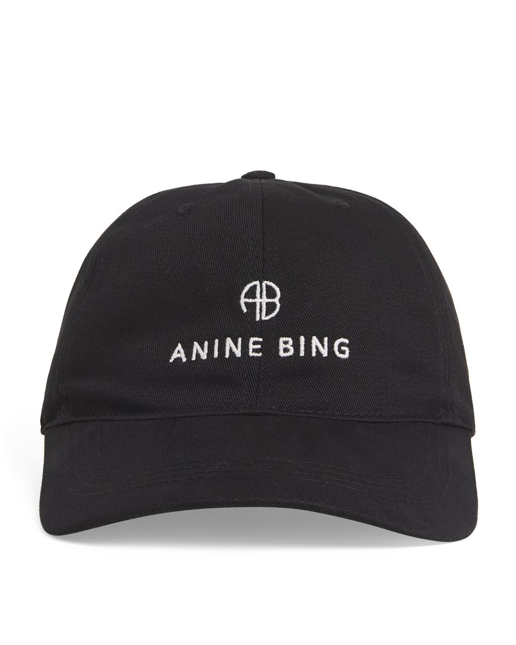 Anine Bing Black Embroidered Jeremy Baseball Cap