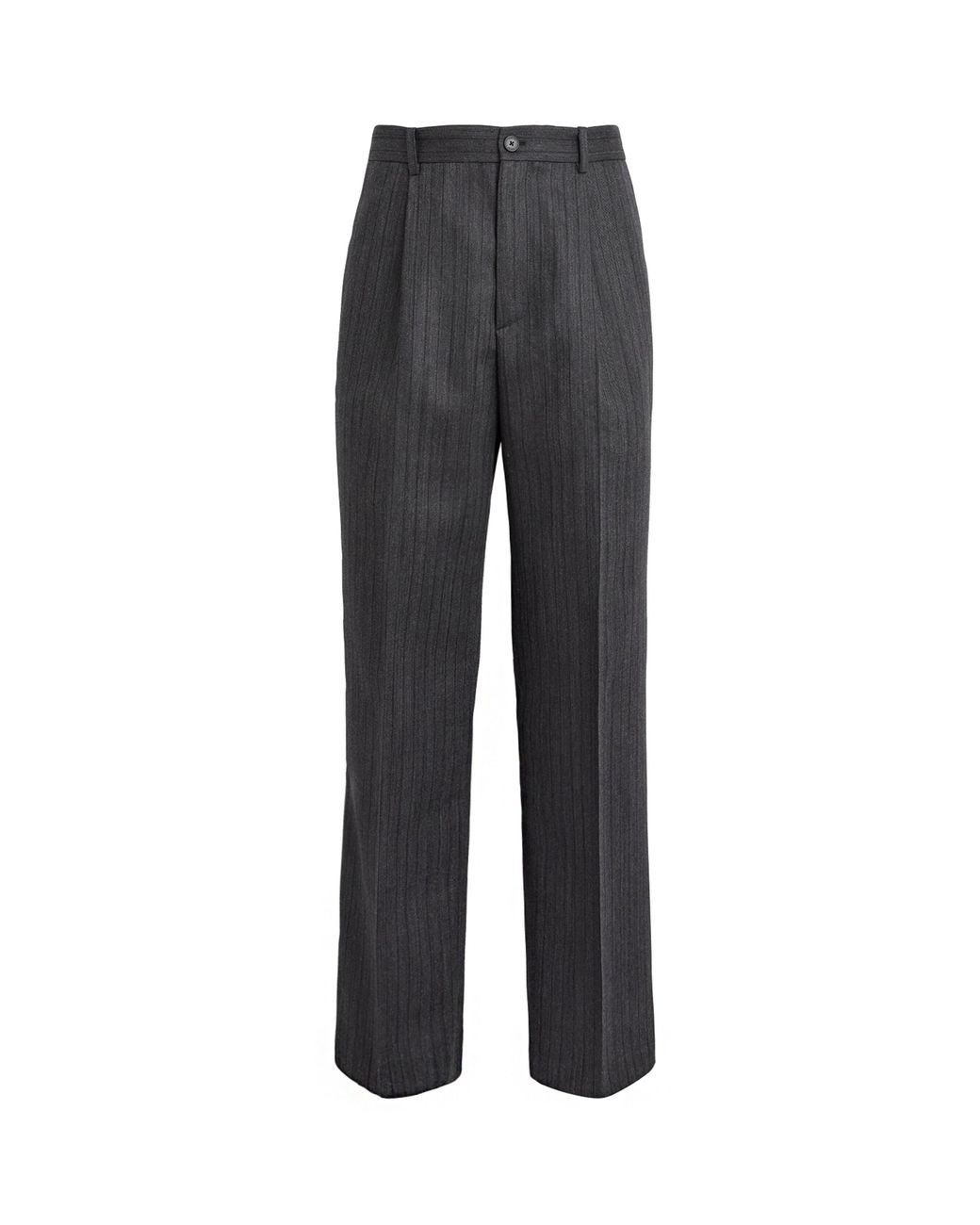 FRAME Gray Wool Pinstripe Wide-Leg Trousers