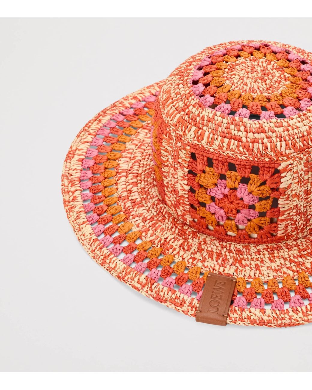 Loewe Red X Paula's Ibiza Raffia Crochet Hat