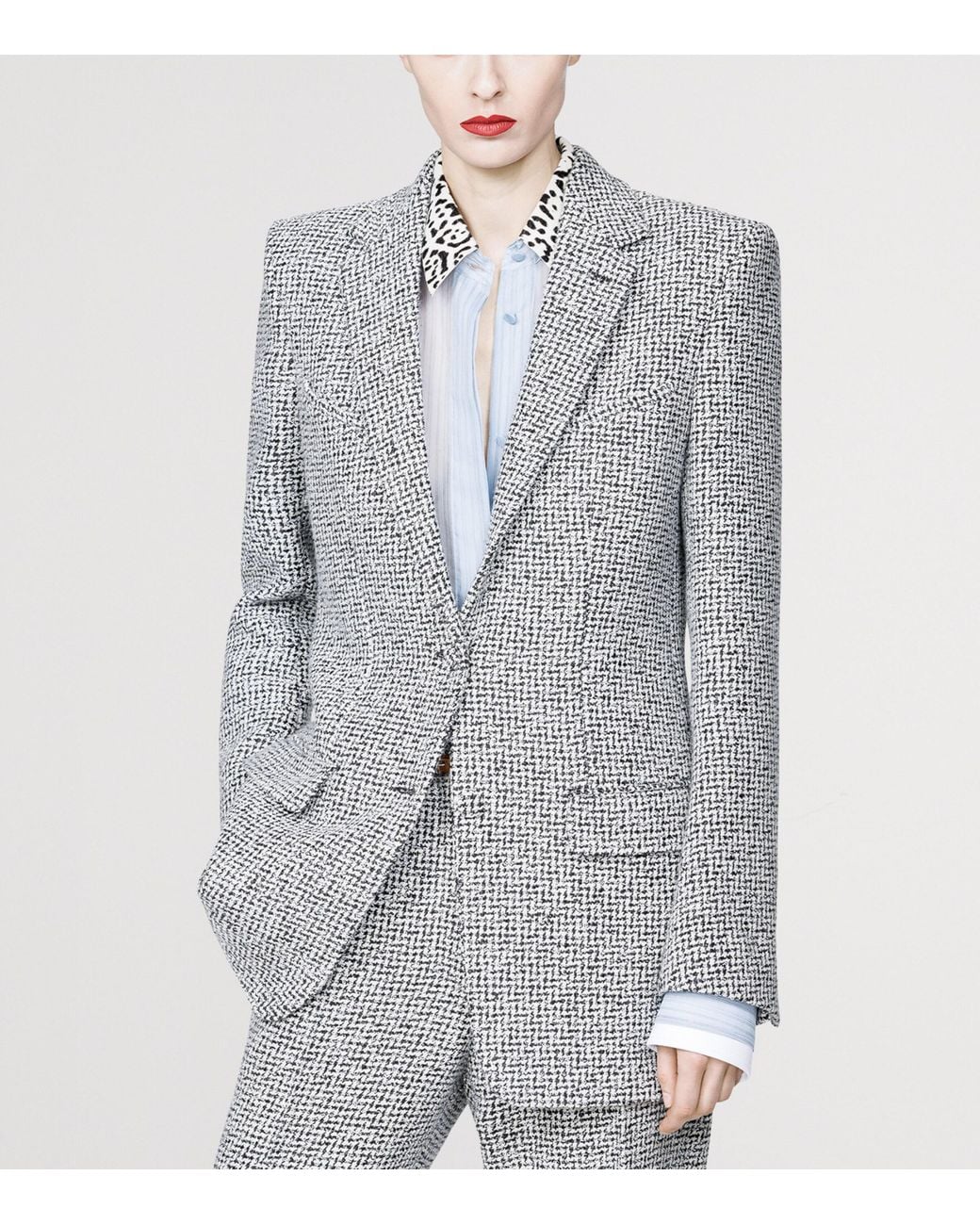 Tom Ford Gray Tweed Sequinned Chevron Blazer