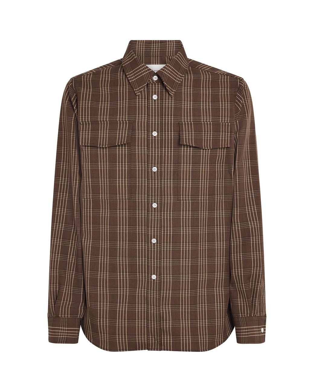 AMI Brown Cotton Check Shirt for men