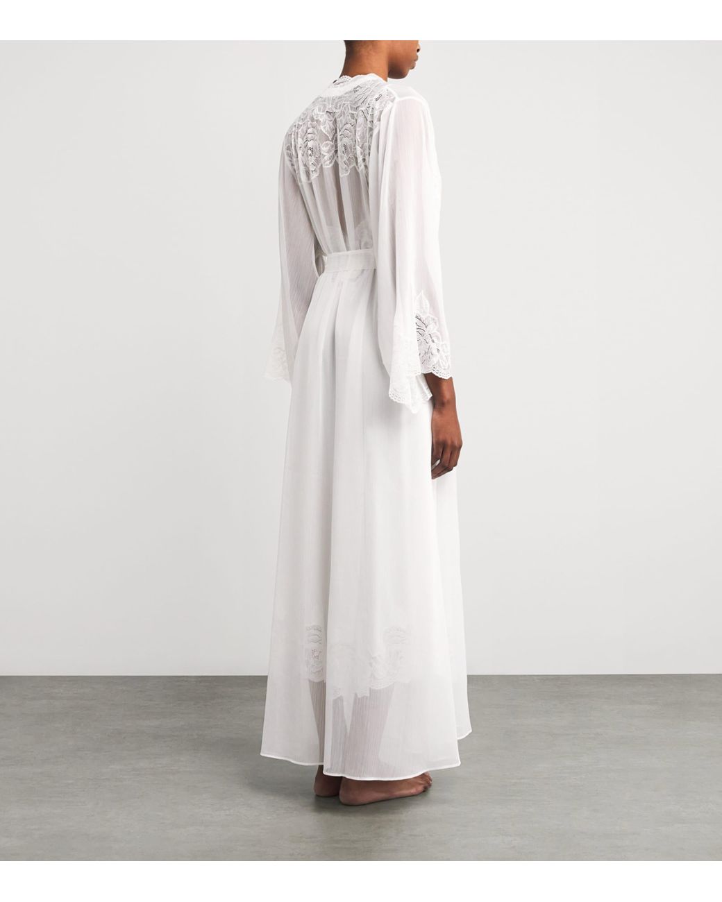 Bocan White Silk Chiffon Rosabelle Robe