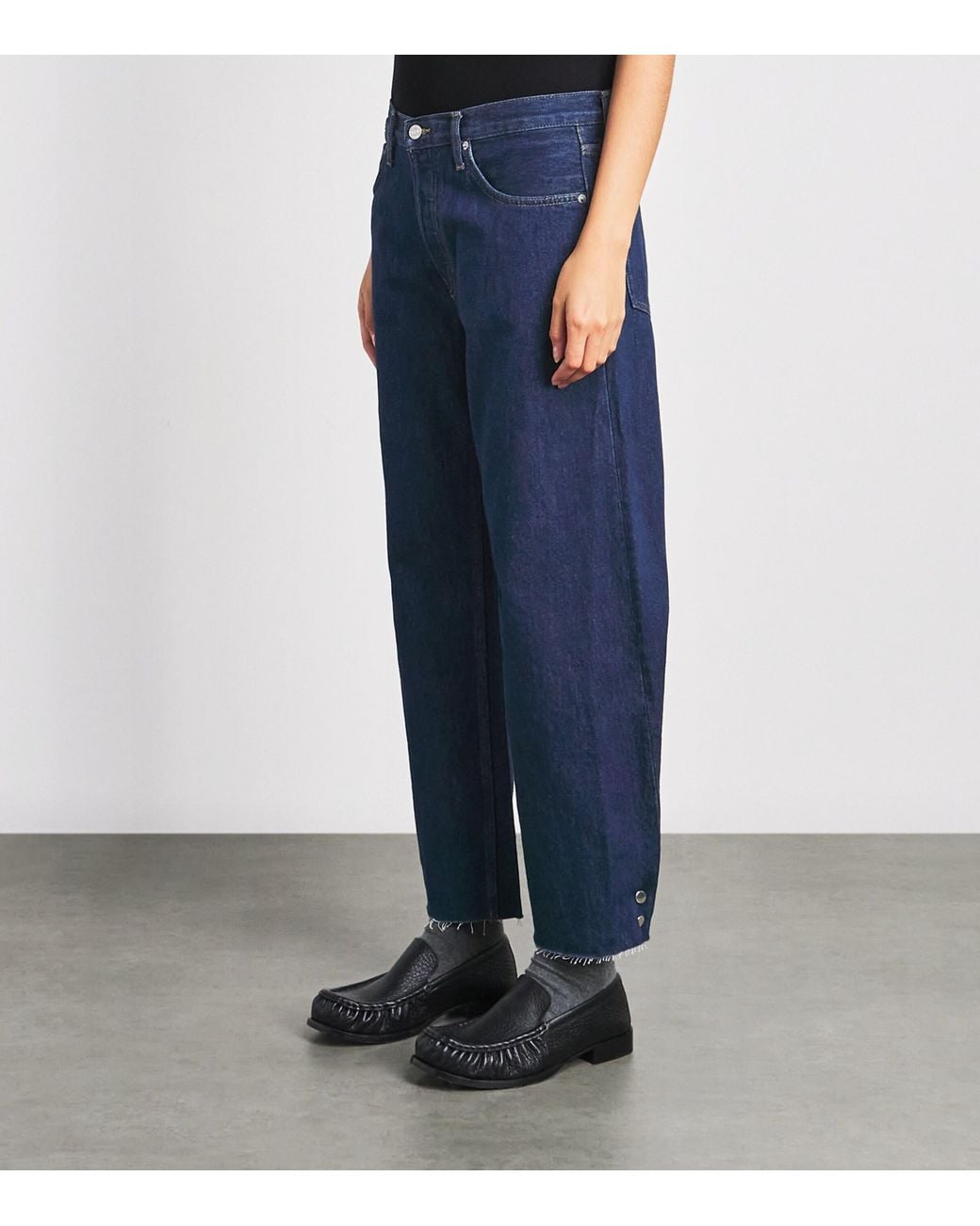 Re/done Blue Nico Mid-Rise Barrel-Leg Jeans