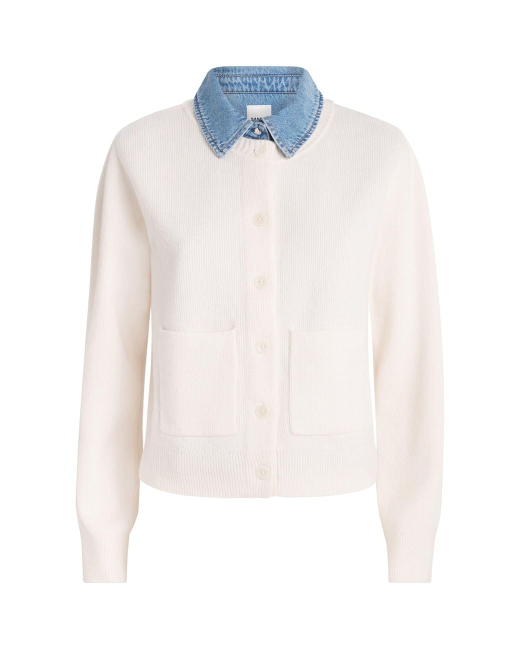 Sandro White Wool-Blend 2-In-1 Cardigan