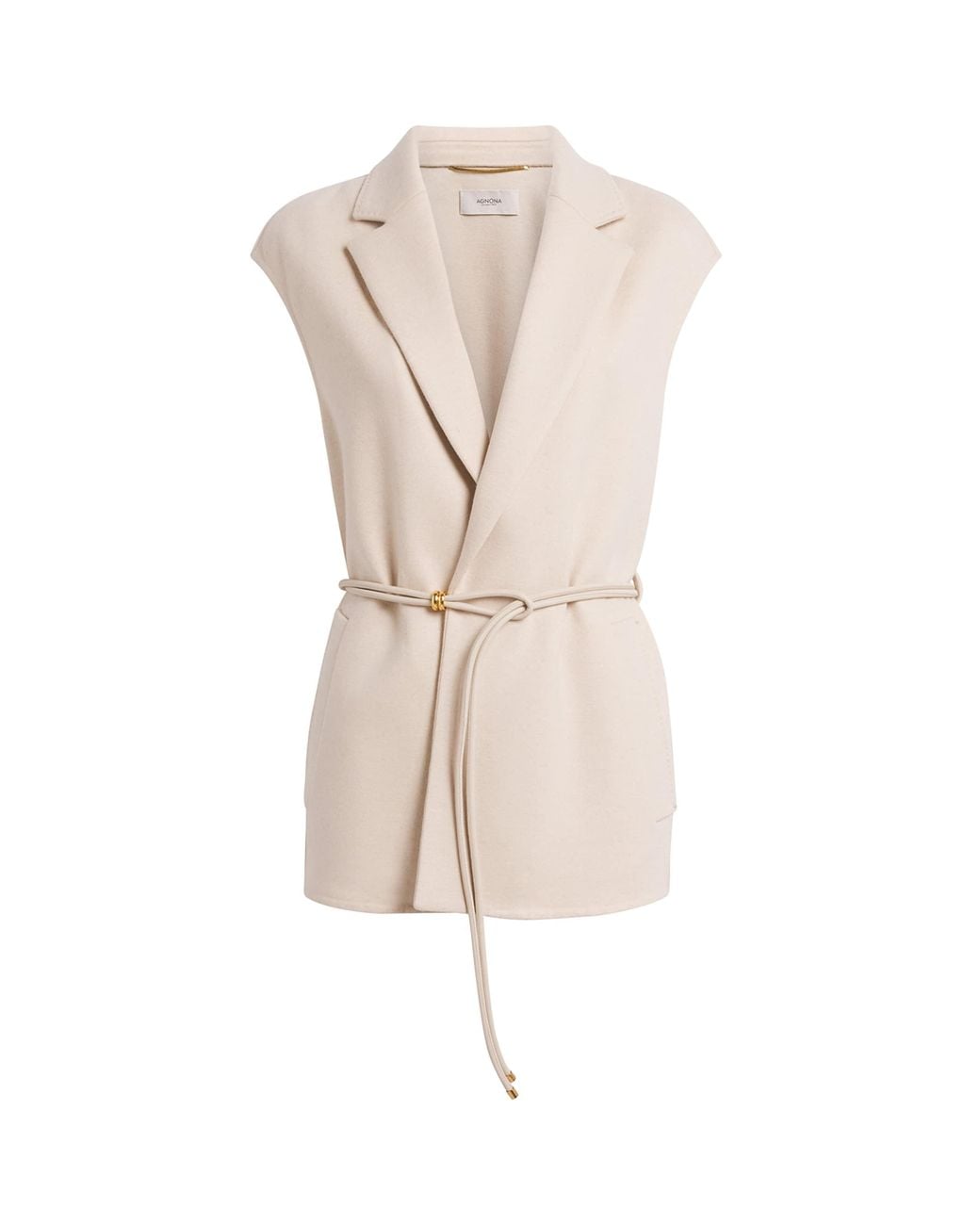 Agnona Natural Wool-Cashmere Belted Waistcoat