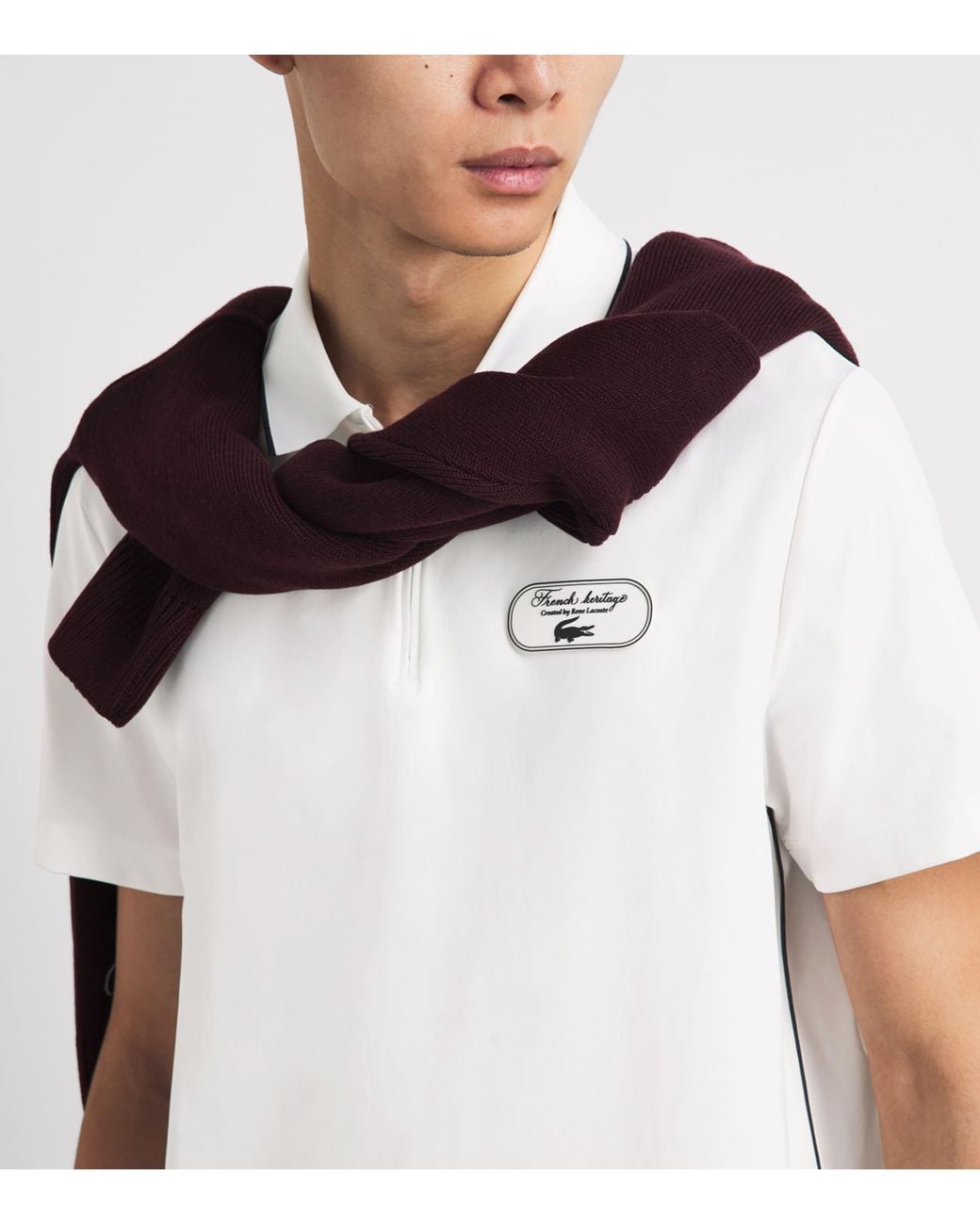 Lacoste White Tennis Heritage Ultra-Dry Zip-Up Polo Shirt for men
