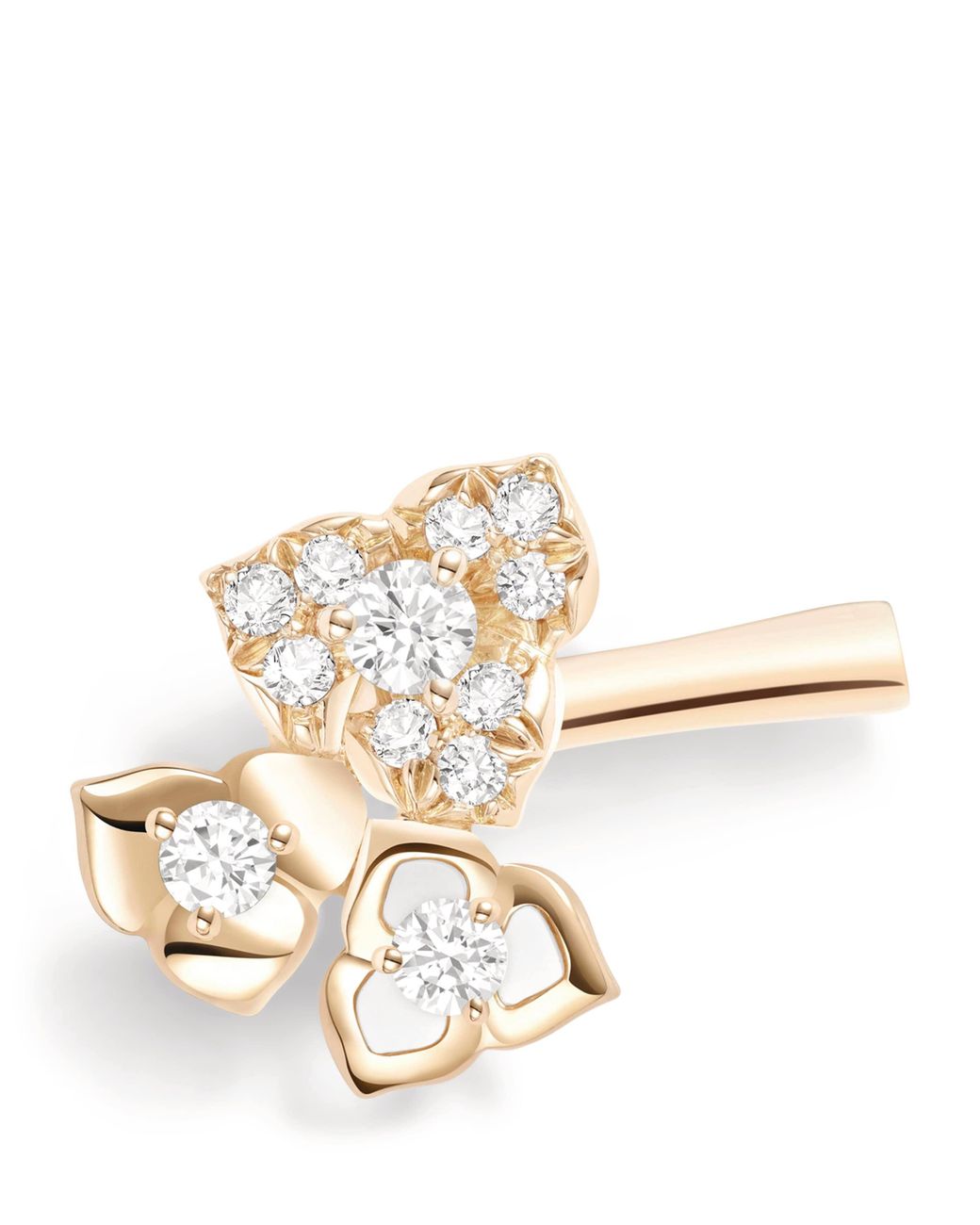 Piaget White Rose And Diamond Rose Ear Clip