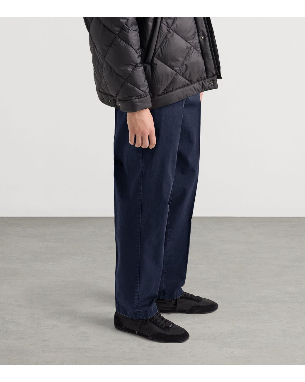 Prada Blue Garment-Dyed Cotton Trousers for men