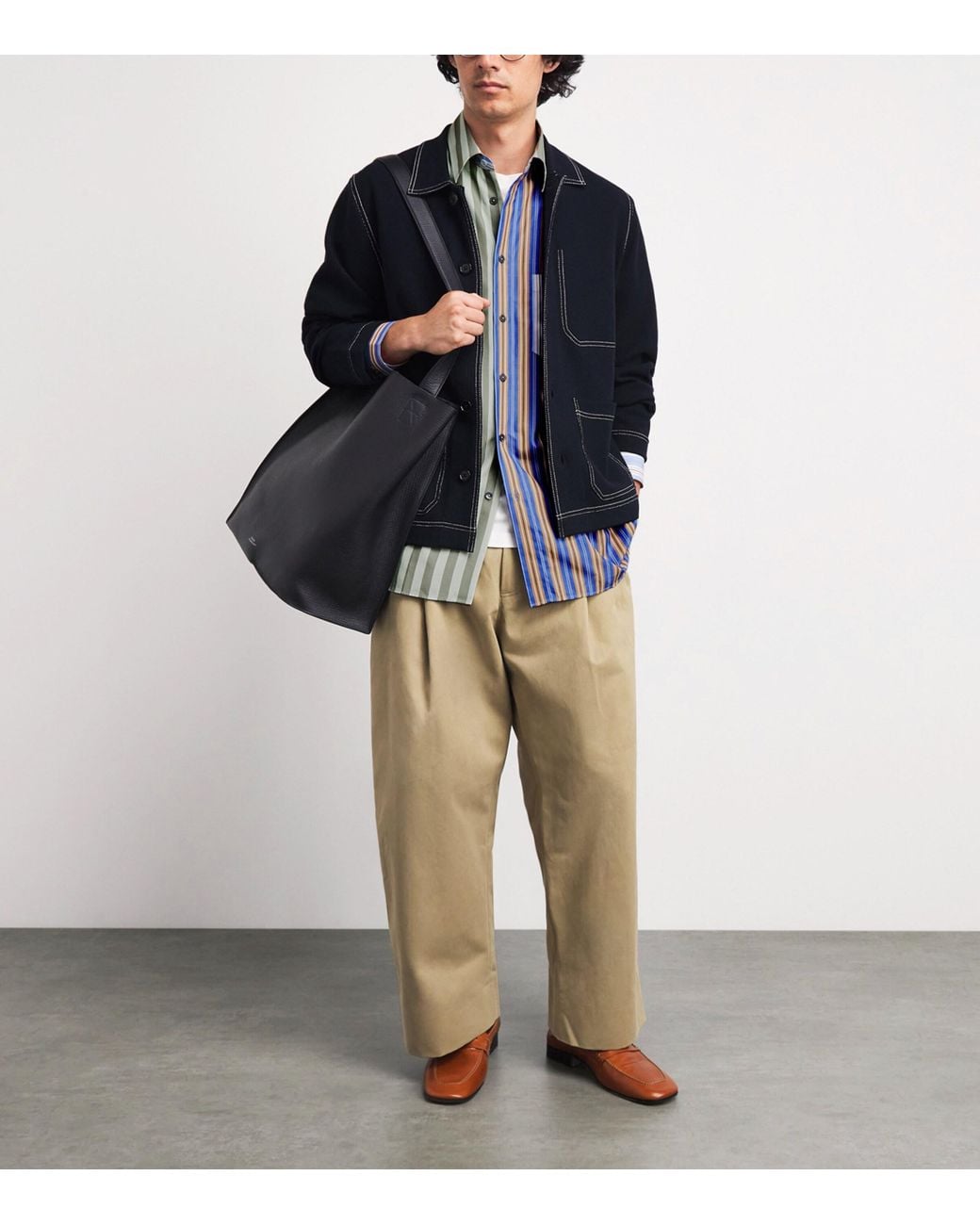 Paul Smith Blue Cotton Stripe Mix Up Shirt for men