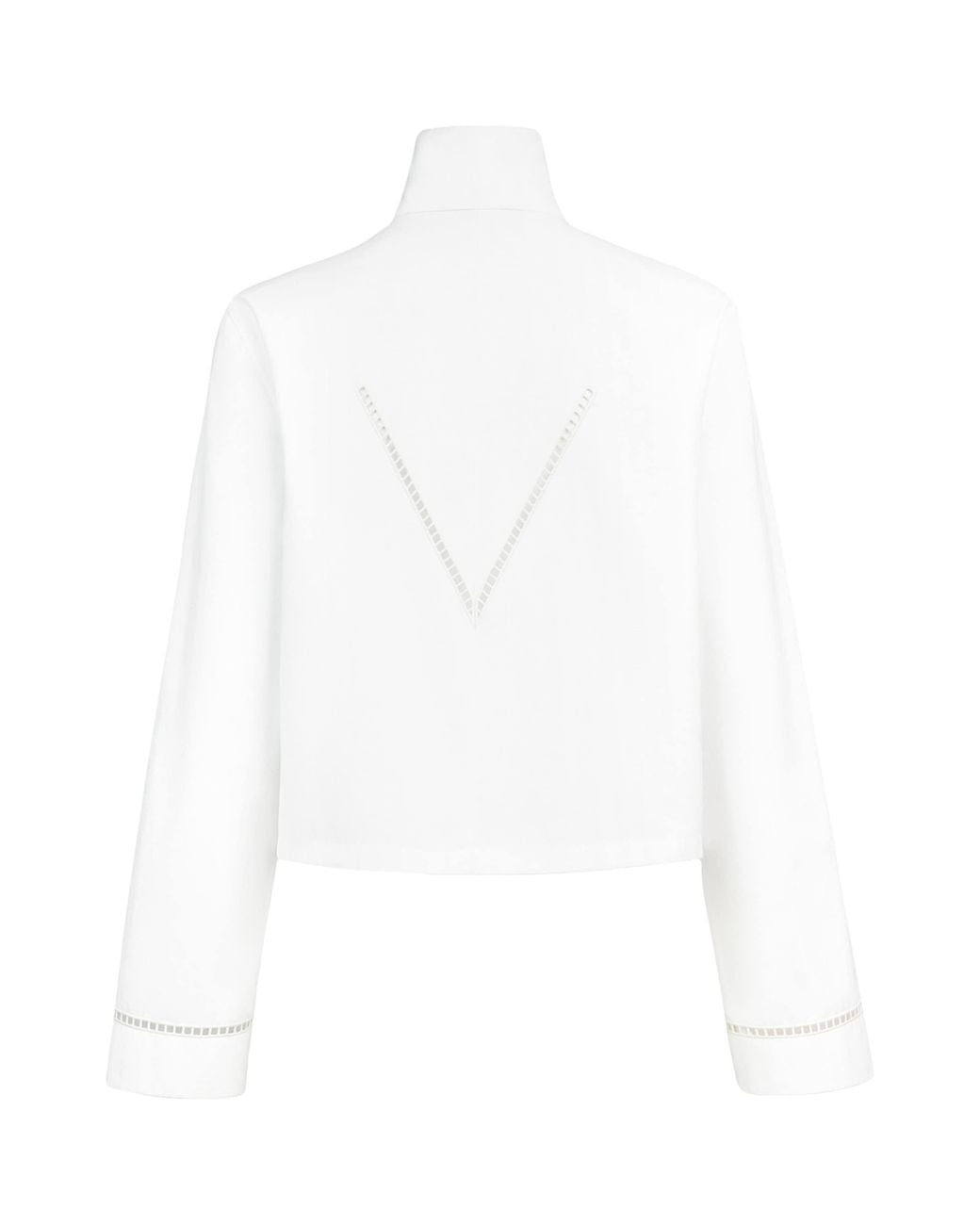 Alaïa White Cotton Funnel-Neck Shirt