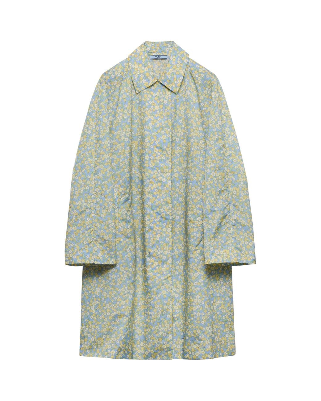 Prada Blue Re-Nylon Floral Print Raincoat