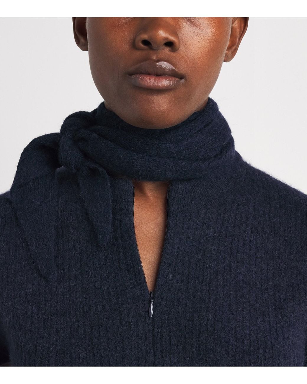 ME+EM Blue Wool-Blend Scarf Half-Zip T-Shirt