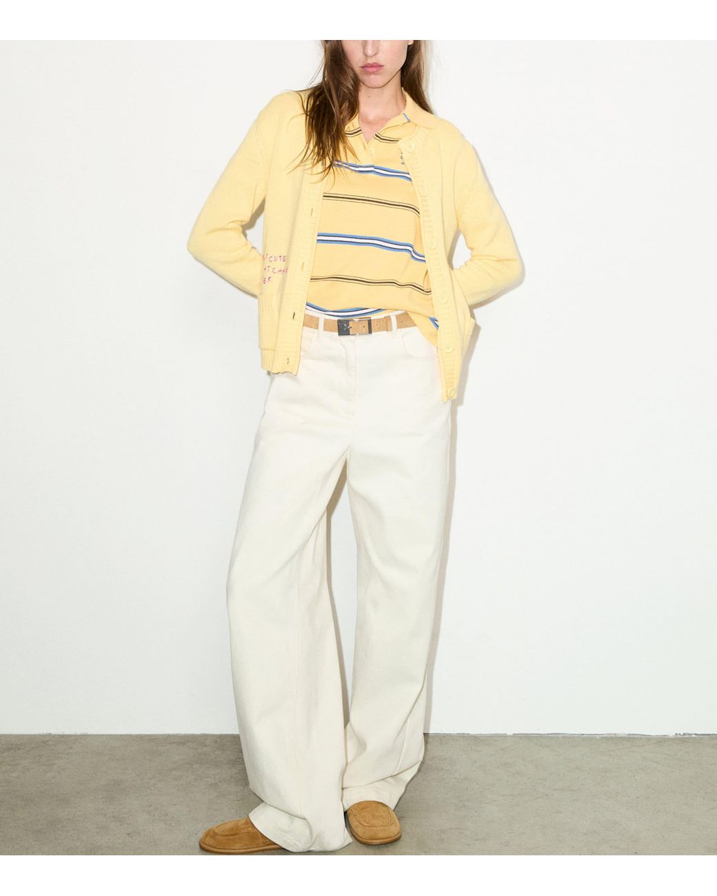 MAX&Co. Yellow Cotton Embroidered Polo Shirt