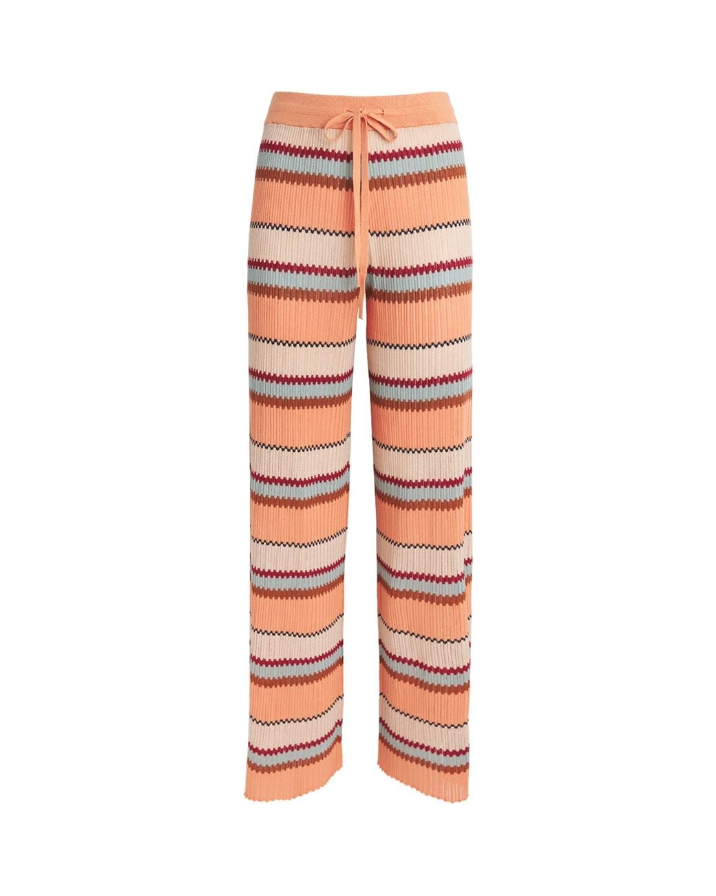 Guest In Residence Orange Linen-Silk Stripe Palazzo Trousers