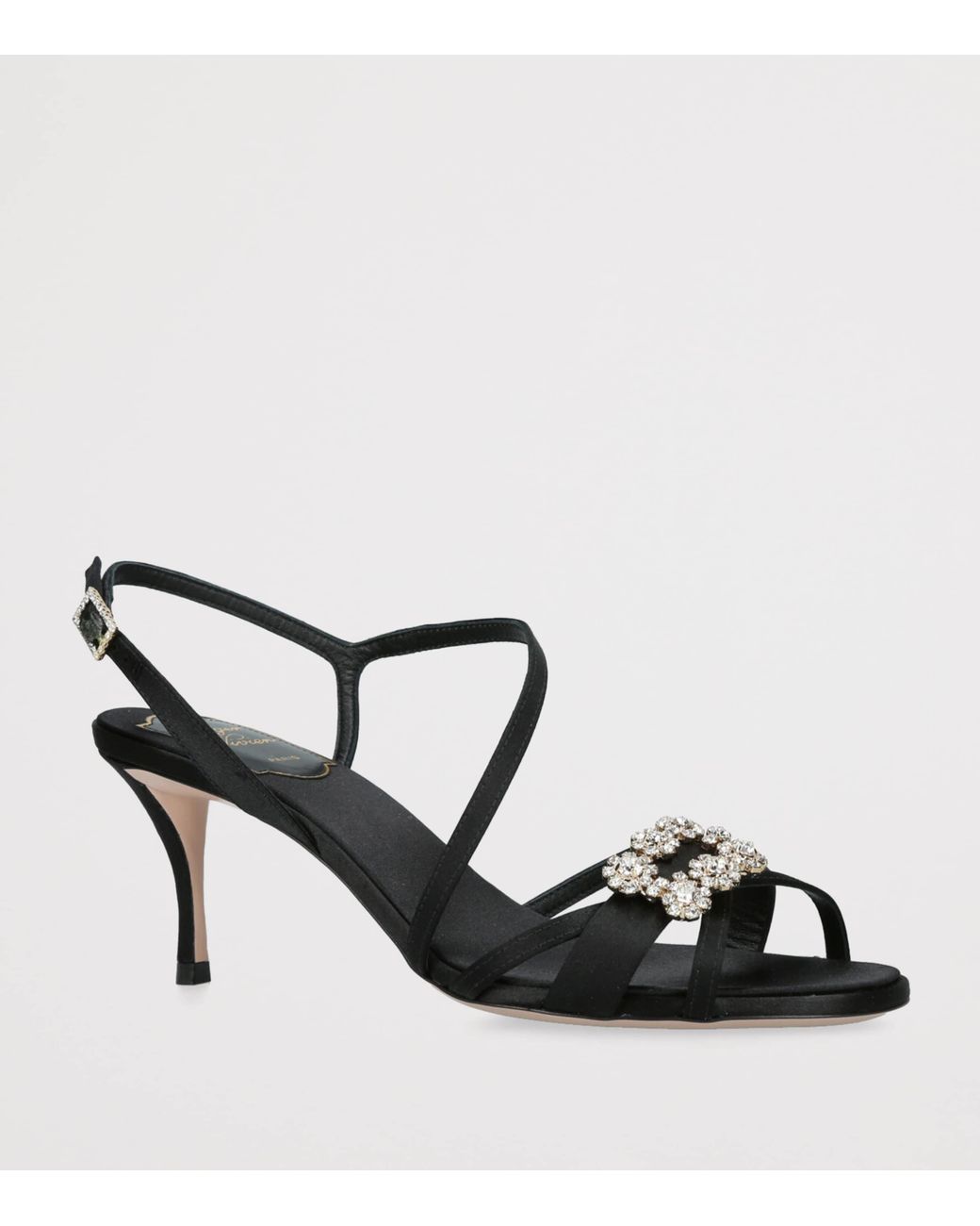 Roger Vivier Black Mini Flower Strass Heeled Sandals 65