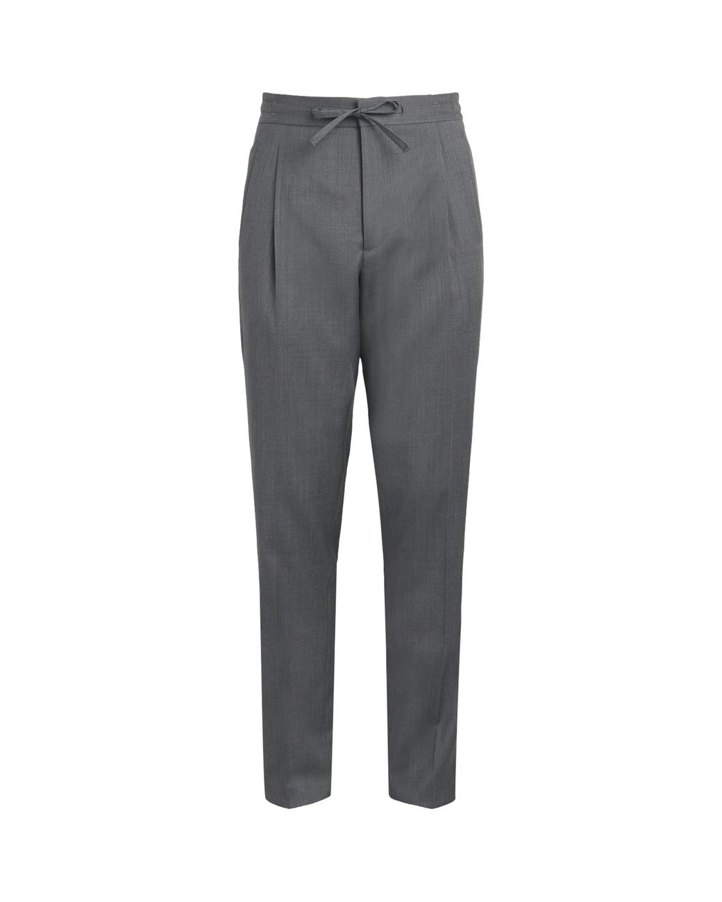 Lardini Gray Virgin Wool Drawstring Straight Trousers for men