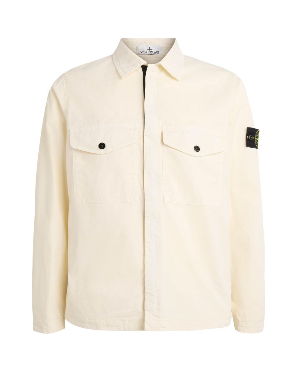 Stone Island Natural Stretch-Cotton Twill Compass Overshirt for men