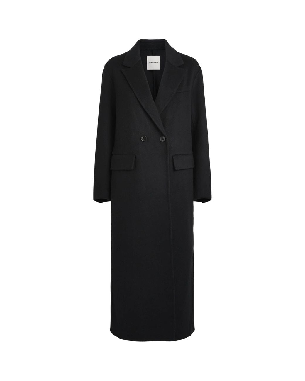 Sandro Black Wool Longline Coat