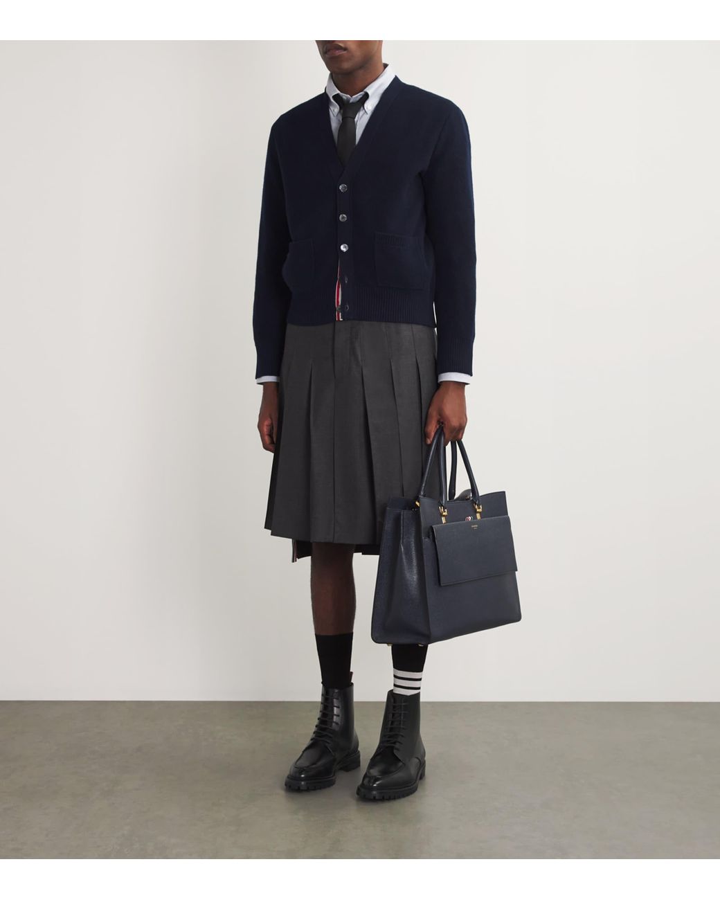 Thom Browne Black Leather Commando Boots for men