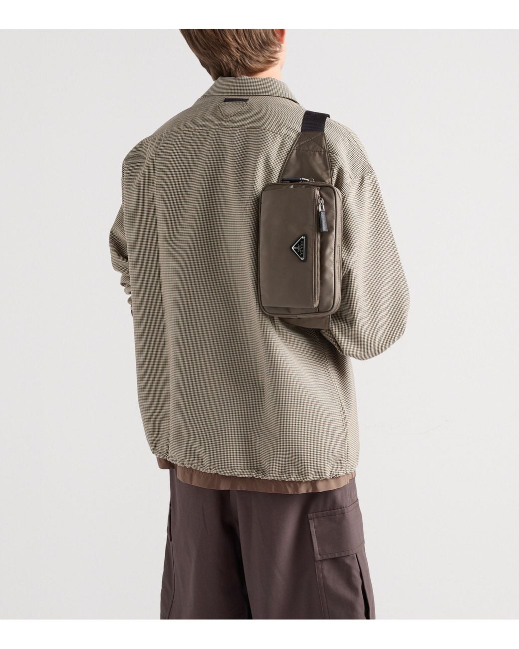 Prada Brown Re-Nylon And Saffiano Leather Belt Bag for men