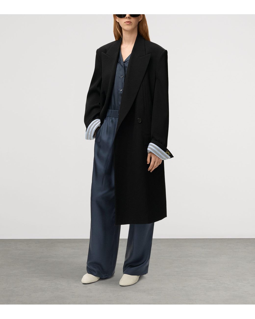 Loewe Blue Silk-Blend Logo Waistband Trousers