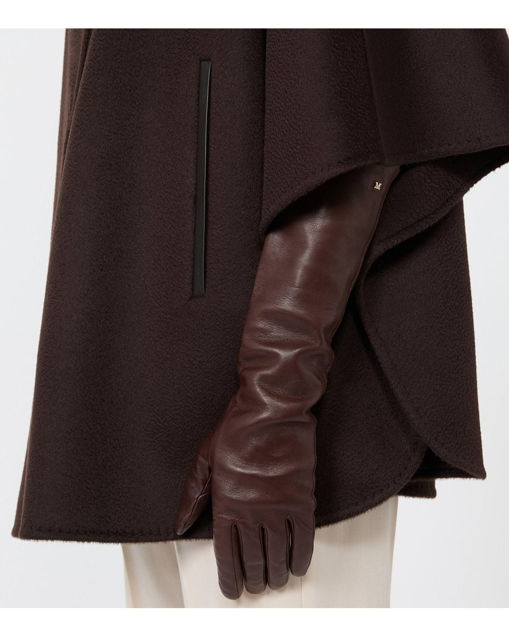 Max Mara Brown Lambskin Long Gloves