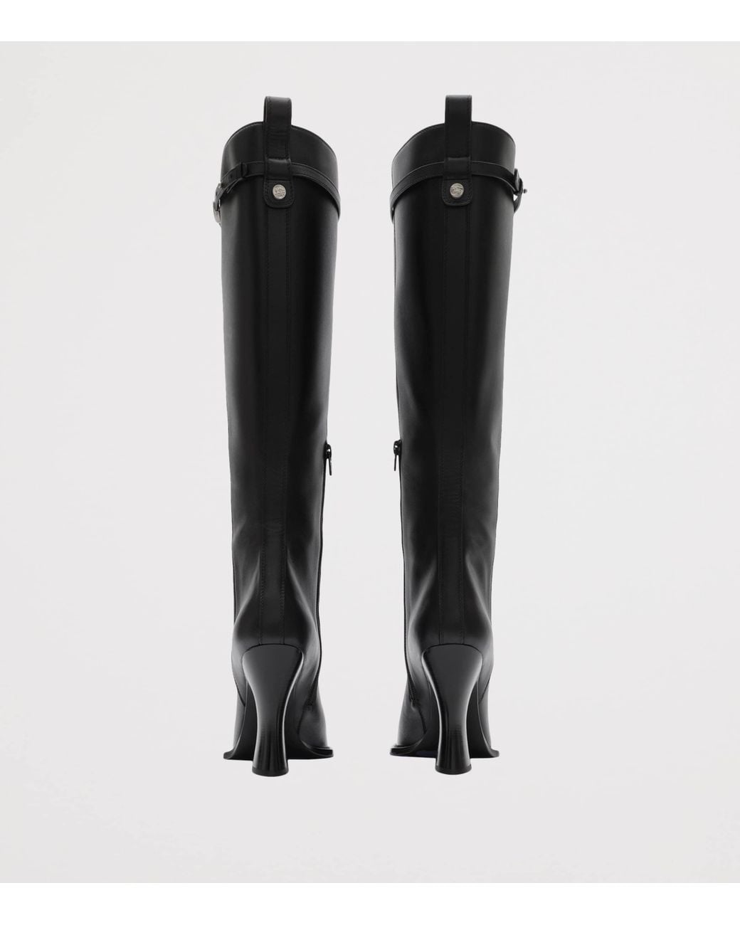 Burberry Black Leather Pillar Knee-High Boots 100