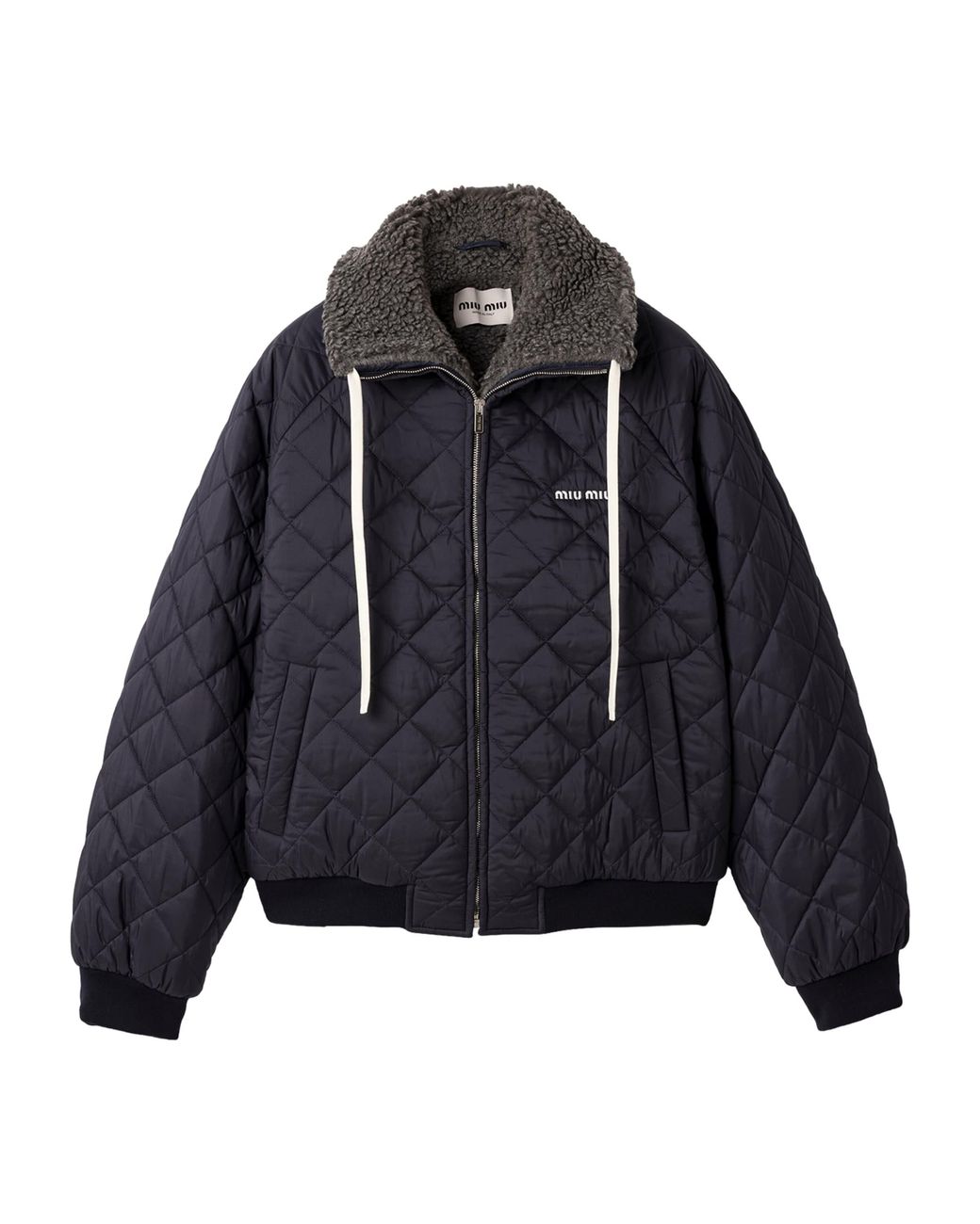 Miu Miu Blue Down Technical Ponge Quilted Jacket