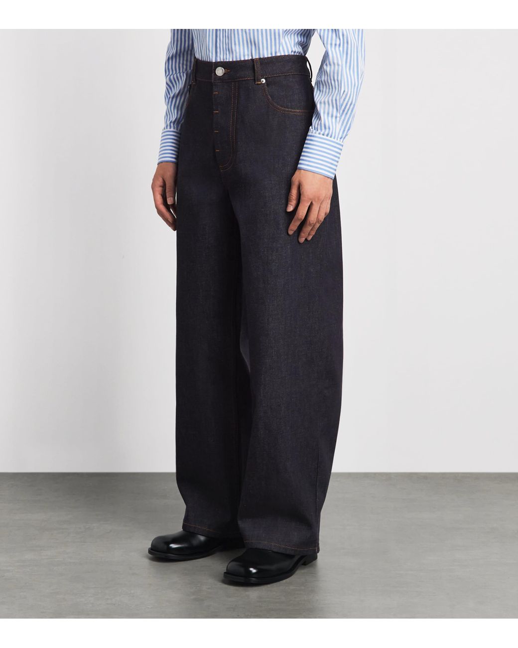 AMI Blue Wide-Leg Jeans