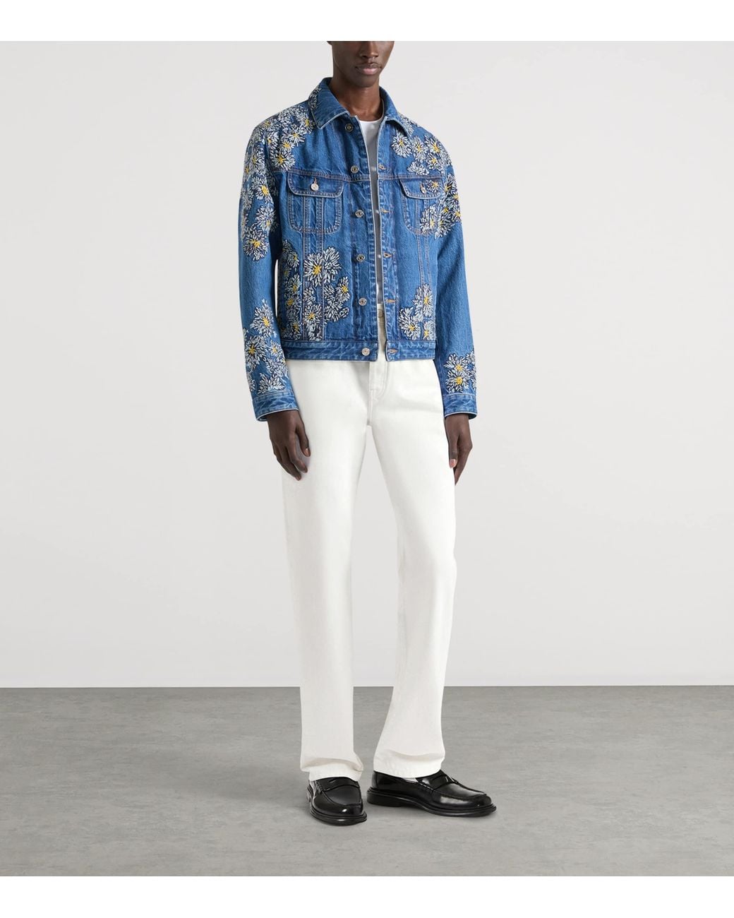 Givenchy Blue Floral Embroidered Denim Jacket for men
