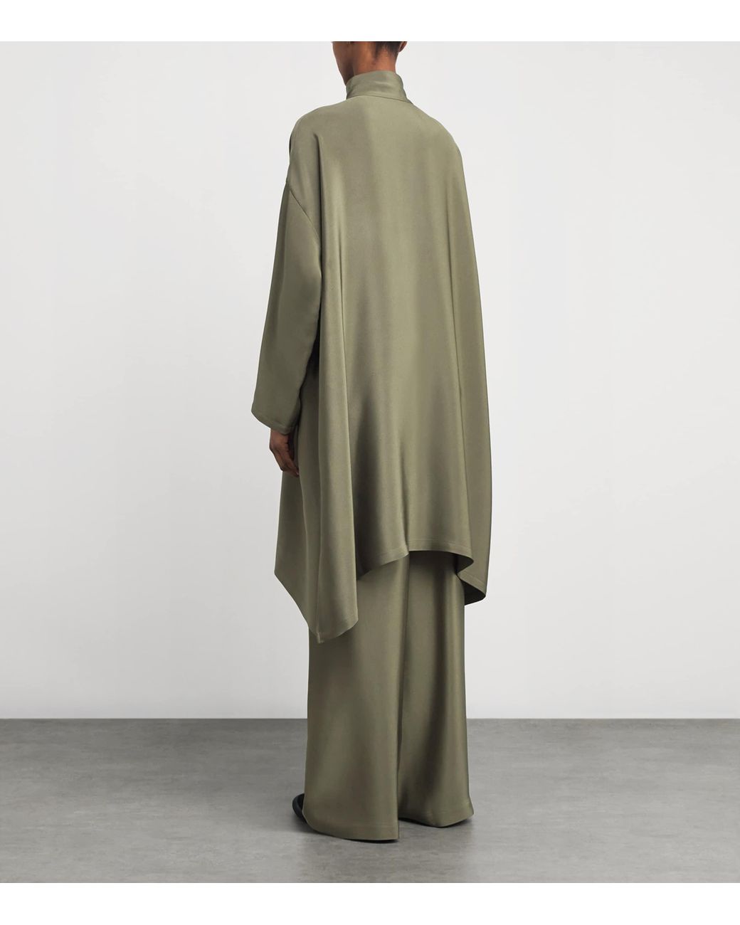 Eskandar Green Silk Longline Shirt