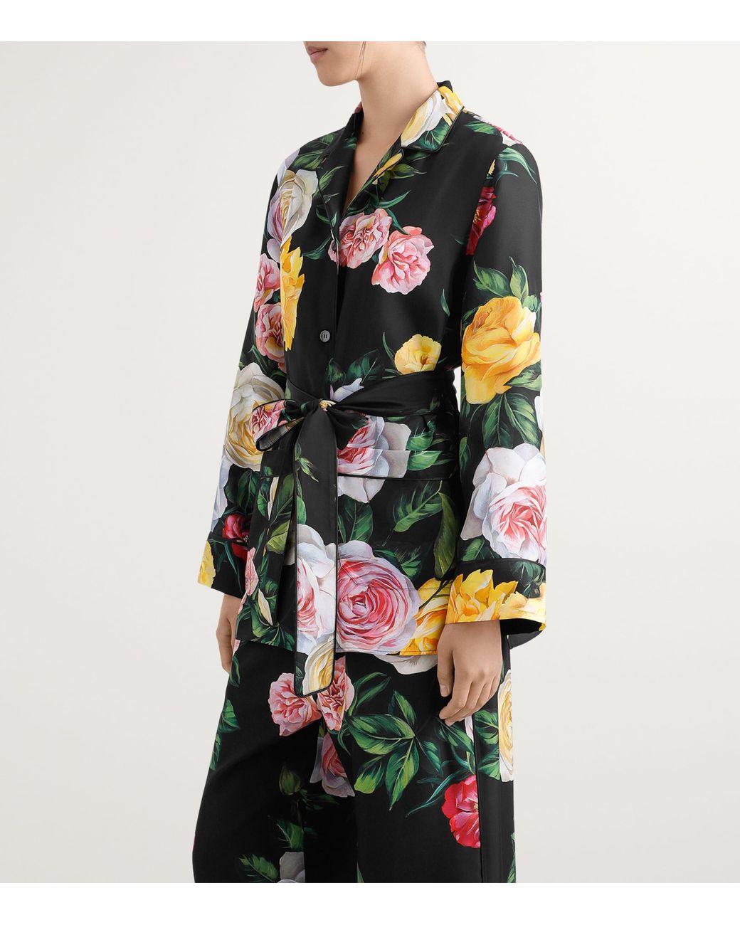 Dolce & Gabbana Black Silk Floral Shirt