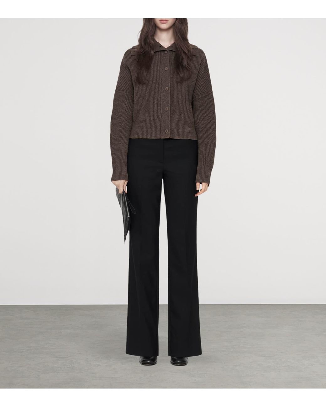 AllSaints Brown Wool Caron Collared Cardigan