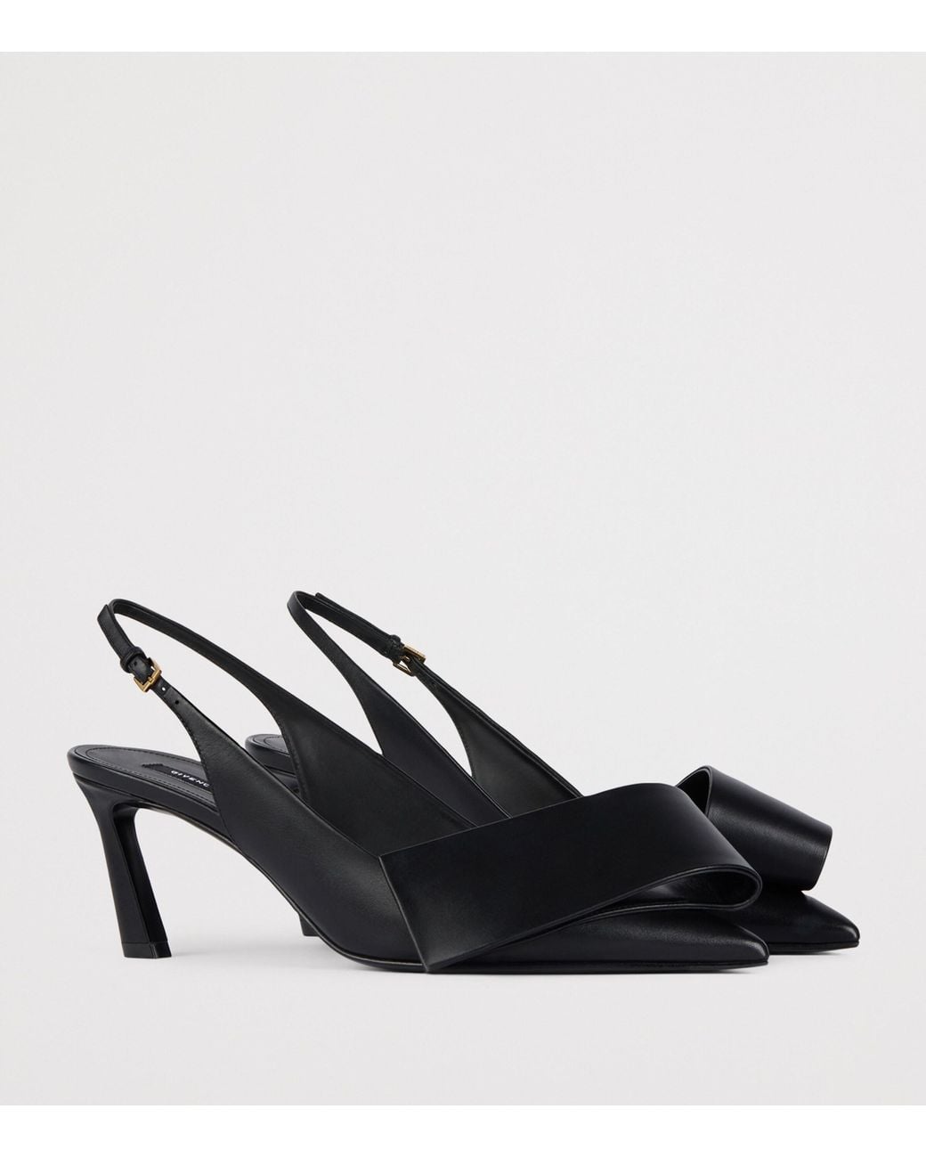 Givenchy Black Leather Twisted Ribbon Slingback Heels 65