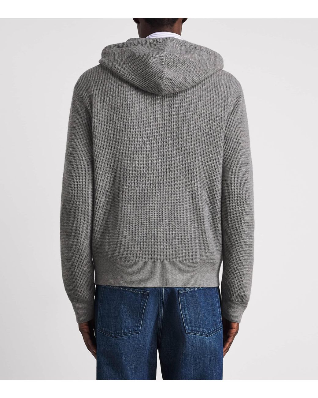 Polo Ralph Lauren Gray Wool-Cotton Waffle-Knit Zip-Up Hoodie for men