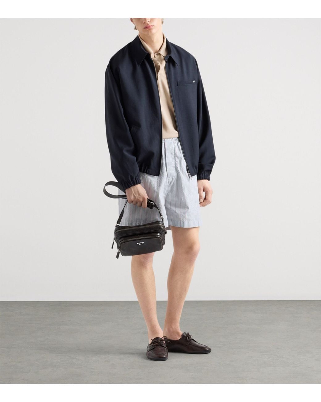Prada Black Leather Cross-Body Bag for men