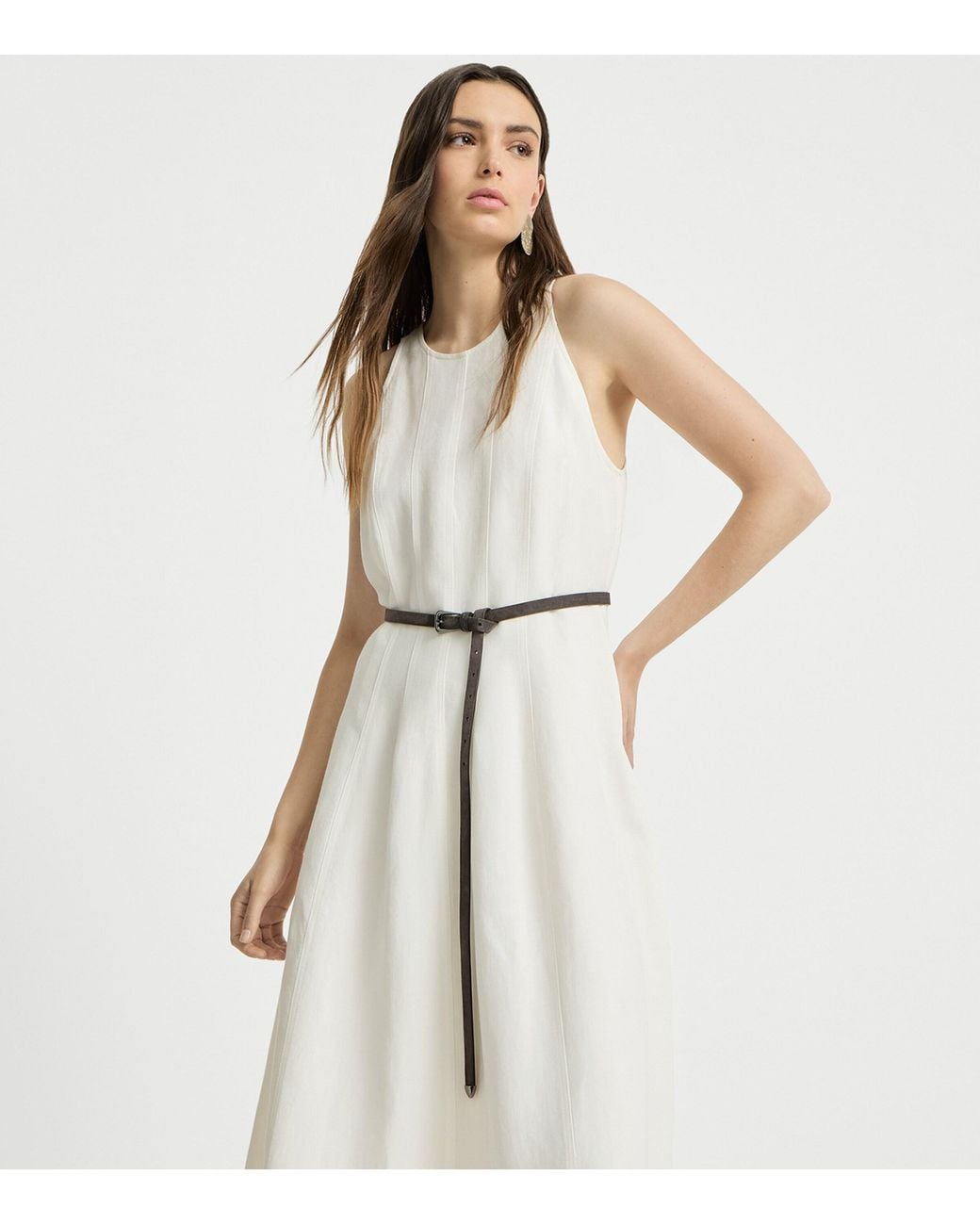 Brunello Cucinelli White Twill Maxi Dress