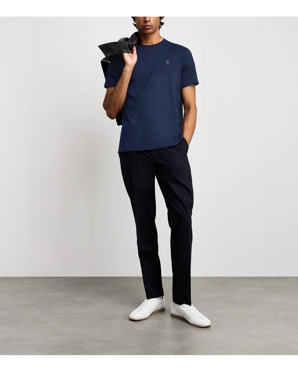Sandro Blue Cotton Logo-Patch T-Shirt for men
