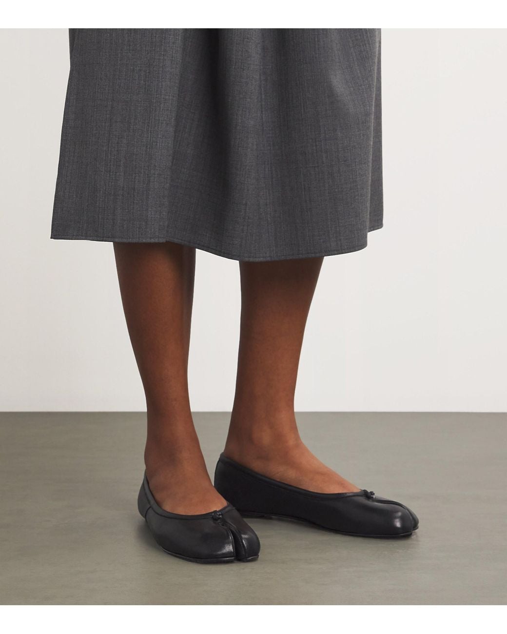 Maison Margiela Black Leather Tabi Ballerina Flats