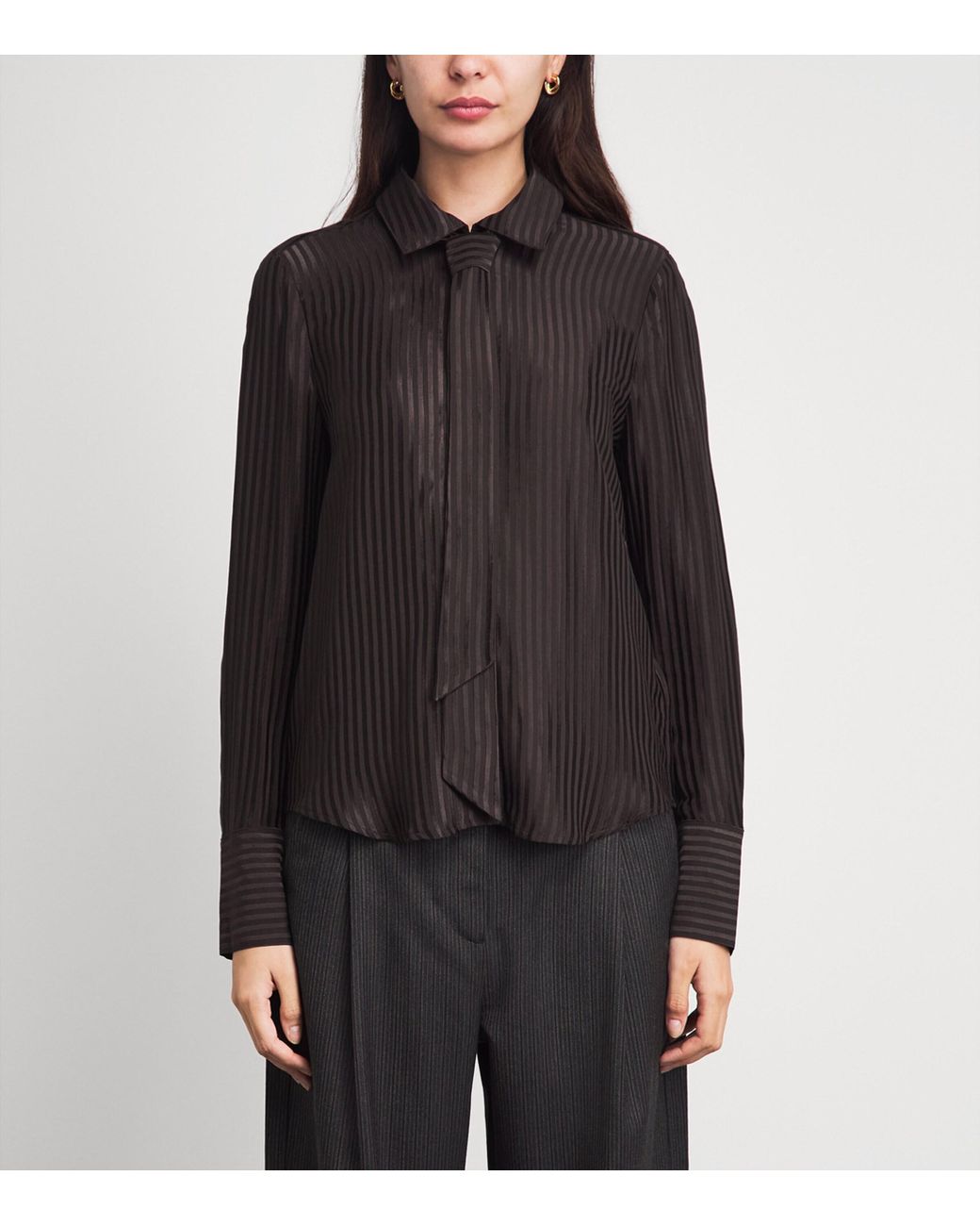 ME+EM Black Satin Stripe Shirt